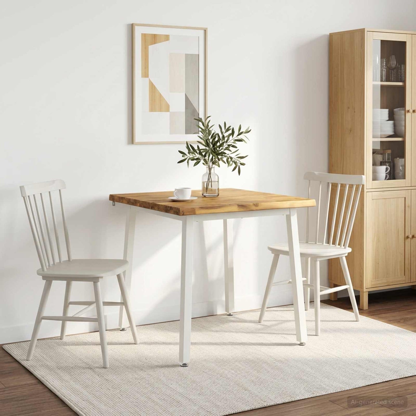 60 x 55 x 75 cm Solid Acacia Wood White Rectangular