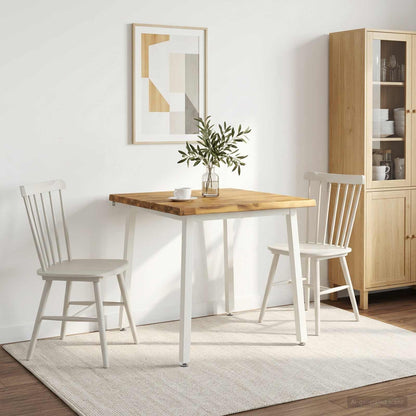 60 x 55 x 75 cm Solid Acacia Wood White Rectangular
