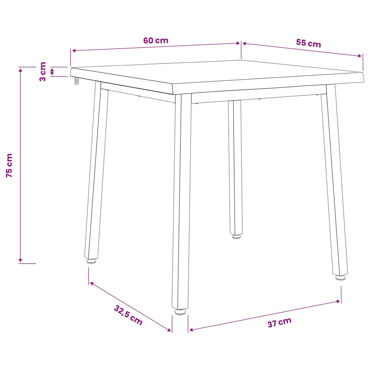 60 x 55 x 75 cm Solid Acacia Wood White Rectangular