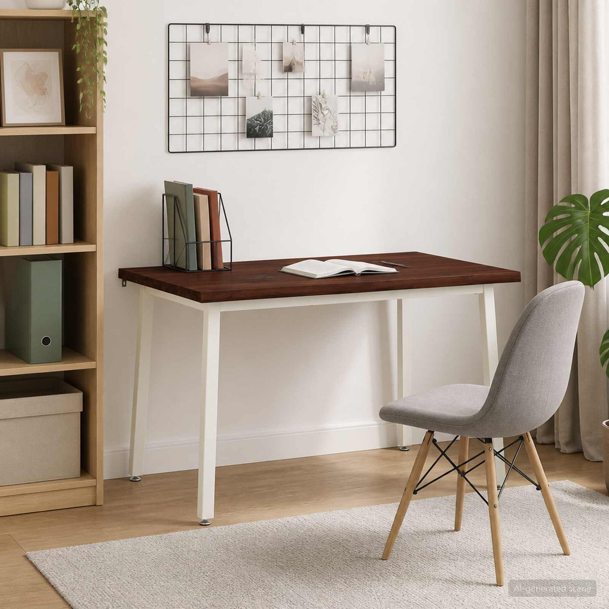90 x 55 x 75 cm Solid Acacia Wood Dark Brown and White