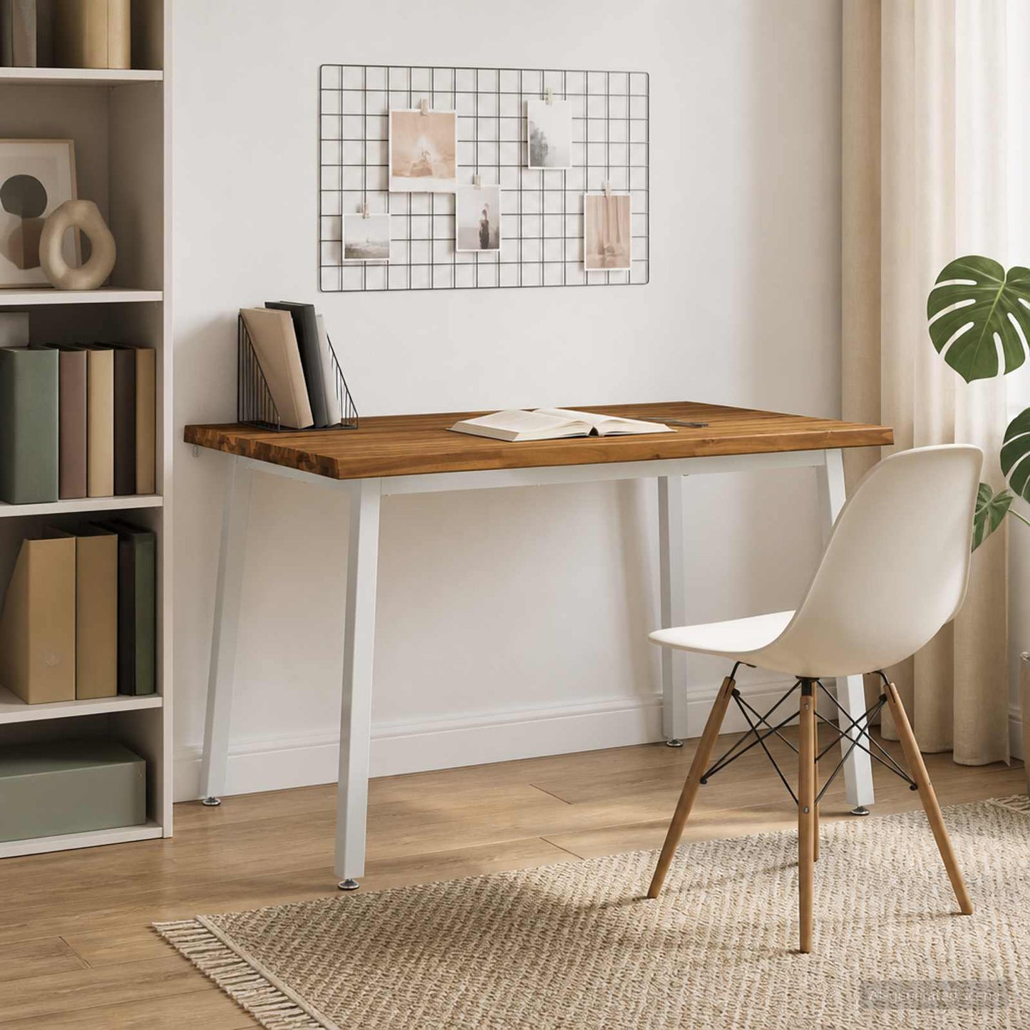110 x 55 x 75 cm Solid Acacia Wood Natural and White