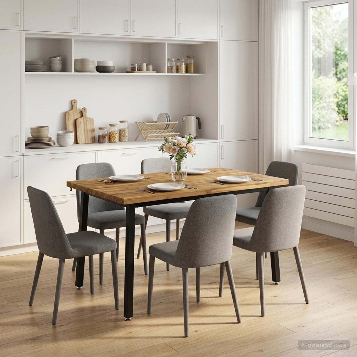 110 x 55 x 75 cm Solid Acacia Wood White and Black Rectangular
