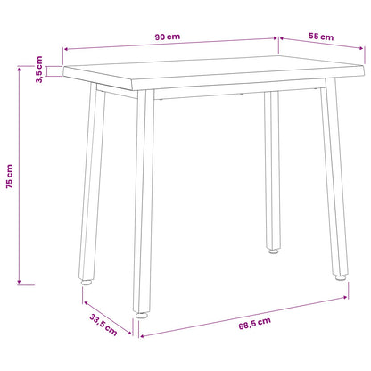 90 x 55 x 75 cm Solid Acacia Wood White and Black Rectangular