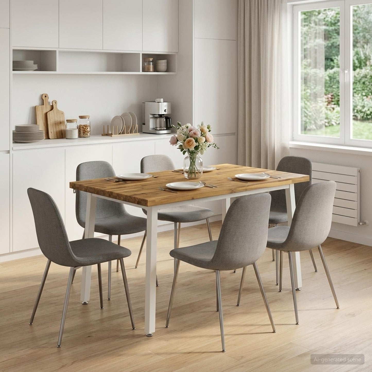110 x 55 x 75 cm Solid Acacia Wood White Rectangular