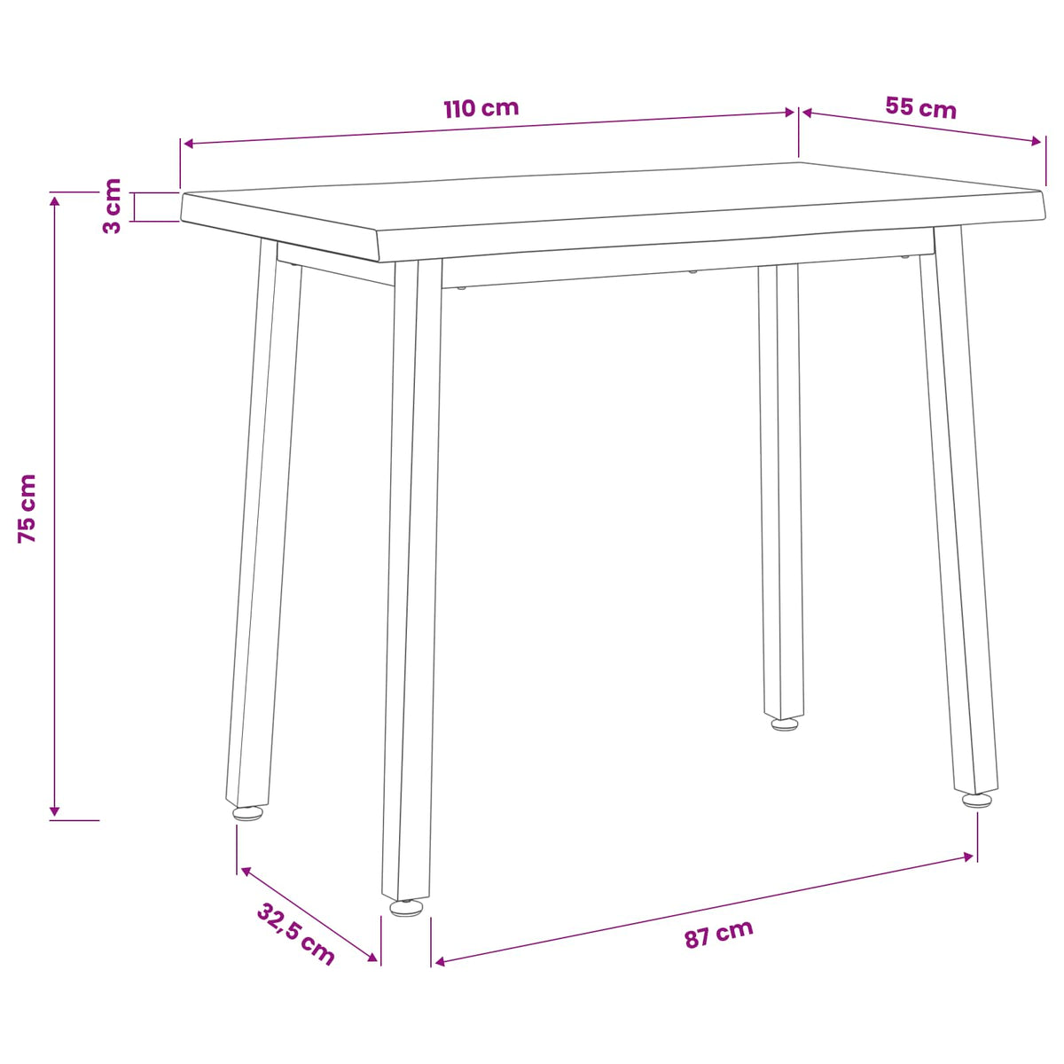 110 x 55 x 75 cm Solid Acacia Wood Dark Brown and Black