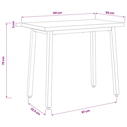110 x 55 x 75 cm Solid Acacia Wood Dark Brown and Black