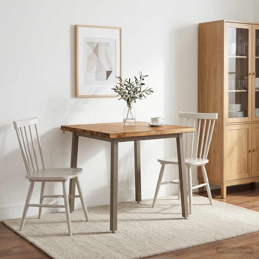 70 x 70 x 75 cm Solid Acacia Wood Natural and Coffee Square
