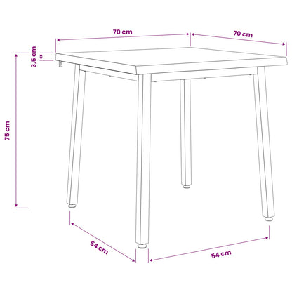 70 x 70 x 75 cm Solid Acacia Wood White Square