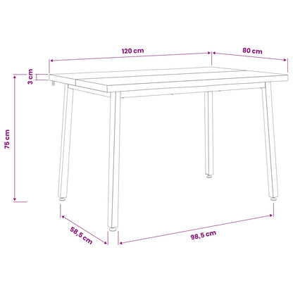120 x 80 x 75 cm Solid Acacia Wood White and Black Rectangular