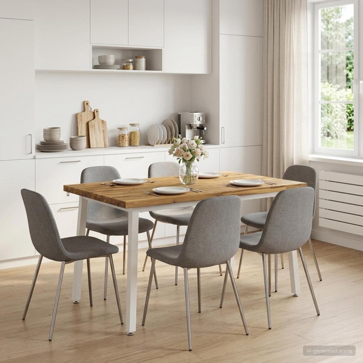 120 x 70 x 75 cm Solid Acacia Wood White Rectangular