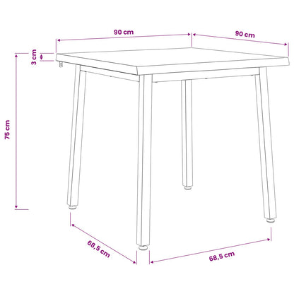90 x 90 x 75 cm Solid Acacia Wood Dark Brown and Black Square