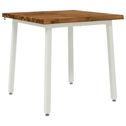 90 x 90 x 75 cm Solid Acacia Wood Natural and White Square