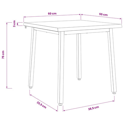 60 x 55 x 75 cm Solid Acacia Wood Natural and Coffee