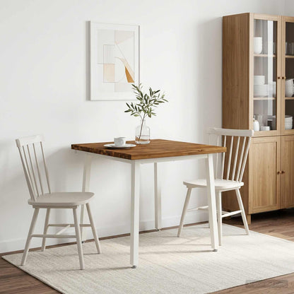 80 x 80 x 75 cm Solid Acacia Wood Natural and White Square