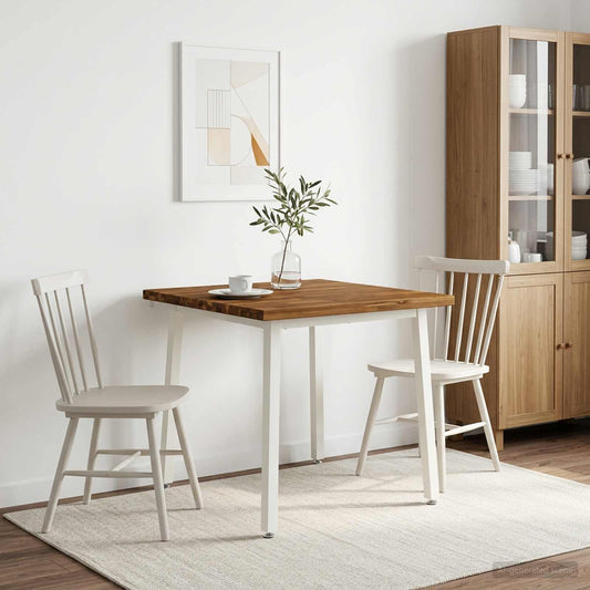80 x 80 x 75 cm Solid Acacia Wood Natural and White Square