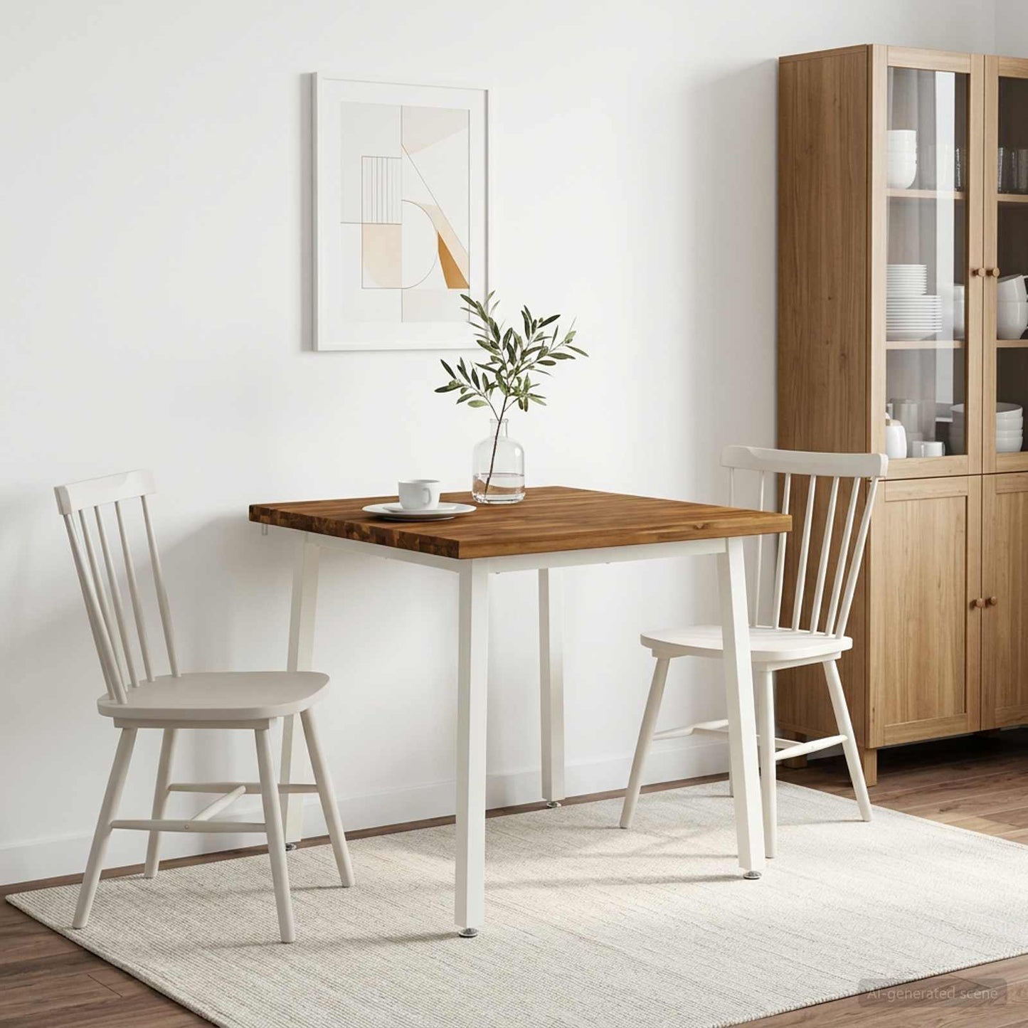 70 x 70 x 75 cm Solid Acacia Wood Natural and White Square