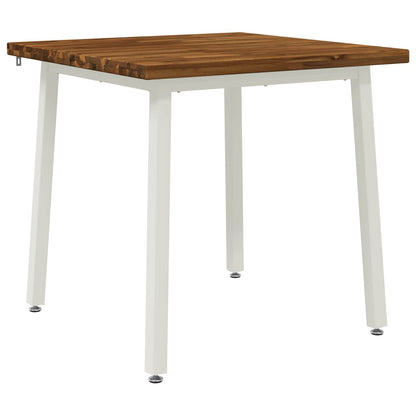 60 x 55 x 75 cm Solid Acacia Wood Natural and White Rectangular