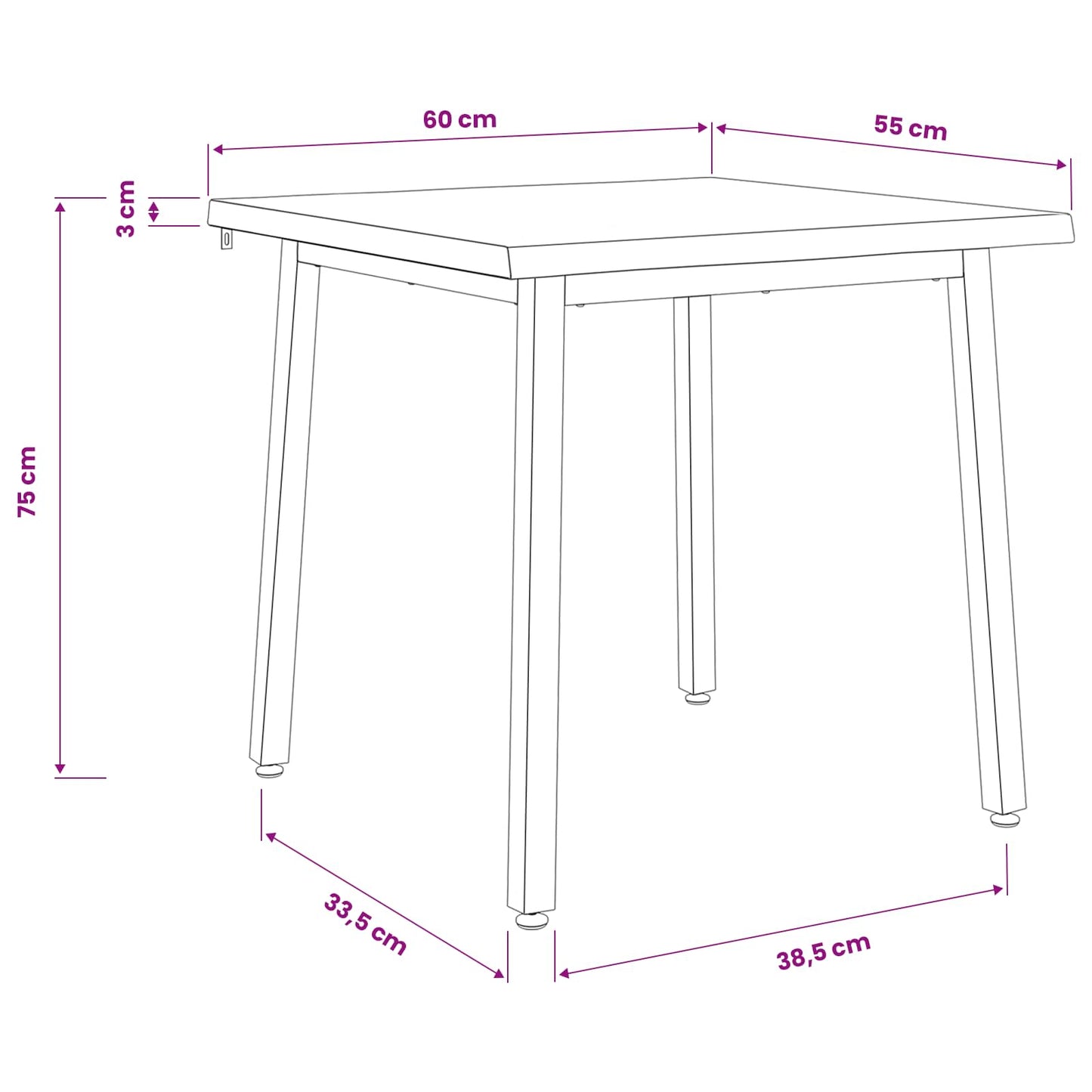 60 x 55 x 75 cm Solid Acacia Wood White Rectangular
