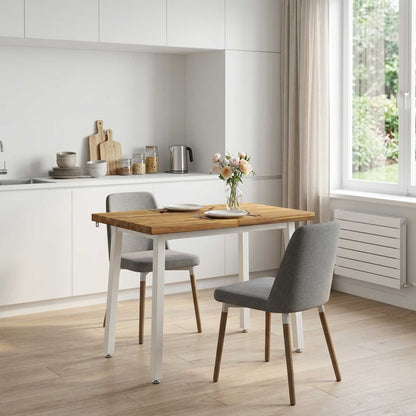 Square Dining Table 90 x 55 x 75 cm Solid Acacia Wood Whitewash