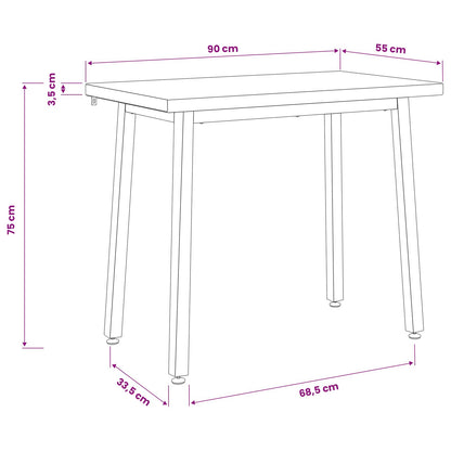 90 x 55 x 75 cm Solid Acacia Wood White Rectangular