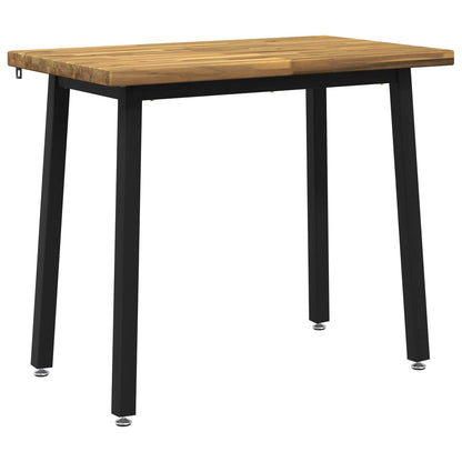 110 x 55 x 75 cm Solid Acacia Wood White and Black Rectangular