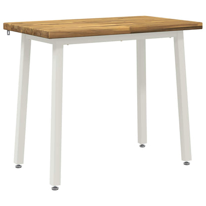 110 x 55 x 75 cm Solid Acacia Wood White Rectangular