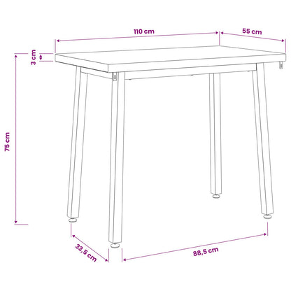110 x 55 x 75 cm Solid Acacia Wood White Rectangular