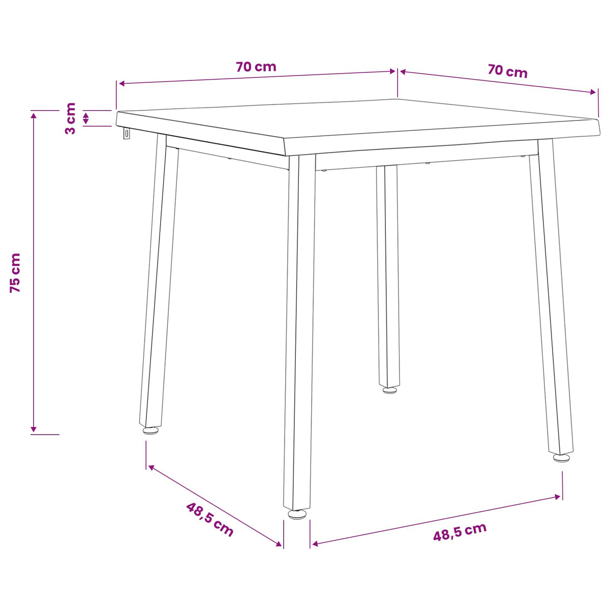 70 x 70 x 75 cm Solid Acacia Wood Natural and Coffee Square