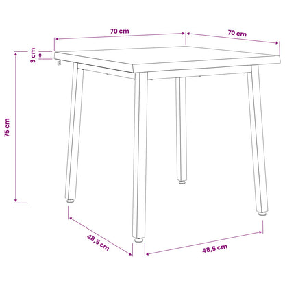 70 x 70 x 75 cm Solid Acacia Wood Natural and Coffee Square