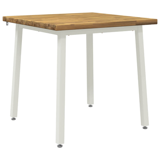 70 x 70 x 75 cm Solid Acacia Wood White Square