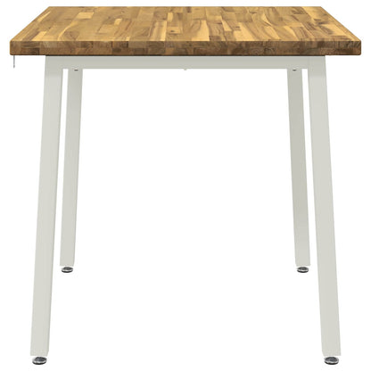 70 x 70 x 75 cm Solid Acacia Wood White Square