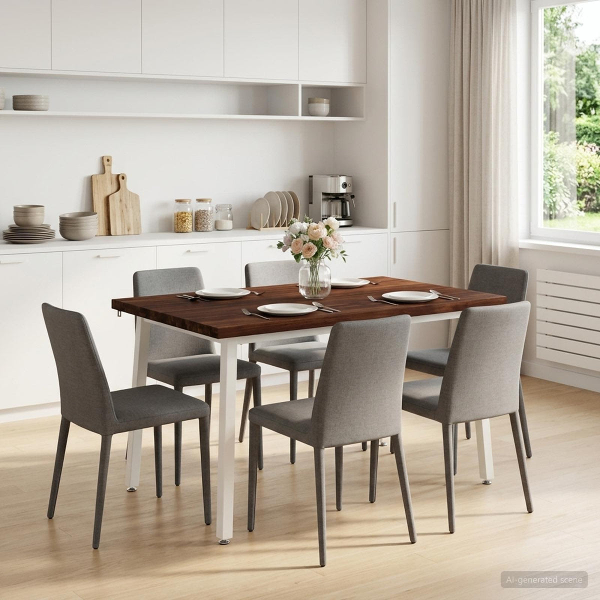 120 x 80 x 75 cm Solid Acacia Wood Dark Brown and White