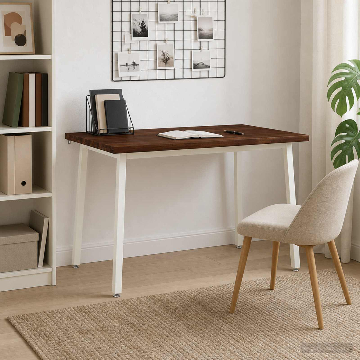 120 x 80 x 75 cm Solid Acacia Wood Dark Brown and White