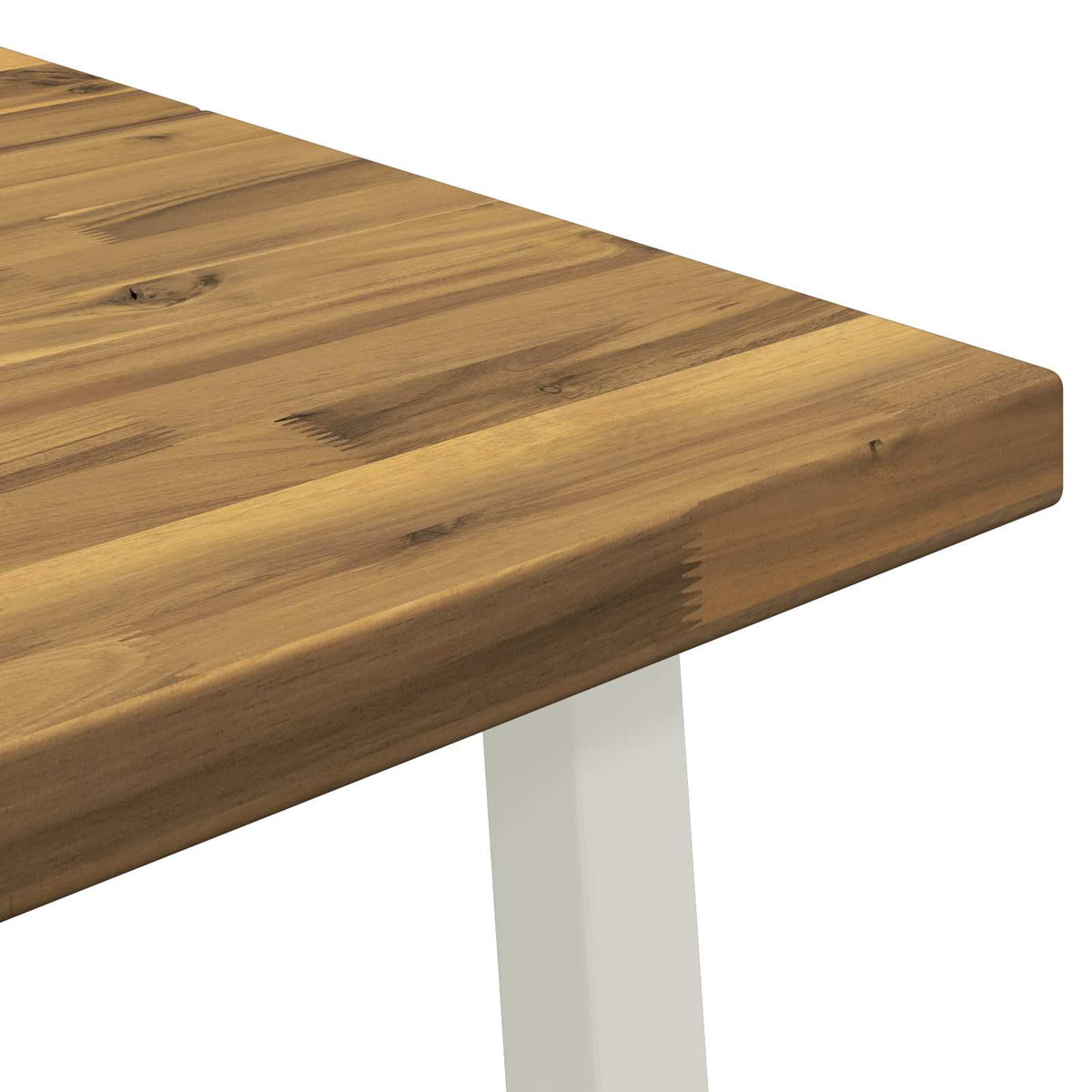 120 x 80 x 75 cm Solid Acacia Wood White Rectangular