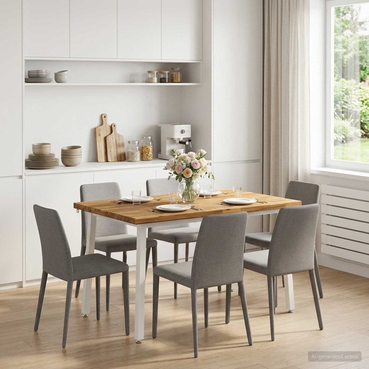 120 x 70 x 75 cm Solid Acacia Wood White Rectangular
