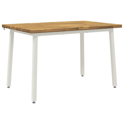 120 x 80 x 75 cm Solid Acacia Wood White Rectangular