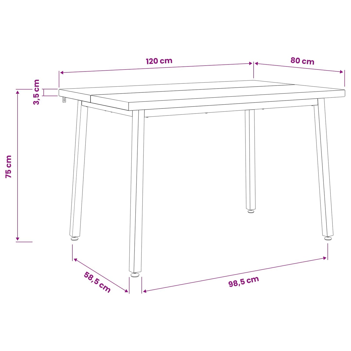 120 x 80 x 75 cm Solid Acacia Wood White Rectangular