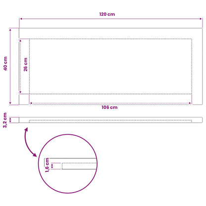 Rectangular Table Top 120 x 40 x 3.2 cm Rectangular