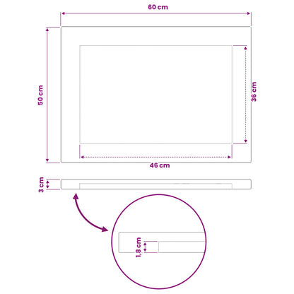 Rectangular Table Top 60 x 50 x 3.5 cm Rectangular White