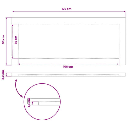 Rectangular Table Top 120 x 50 x 3.2 cm Rectangular