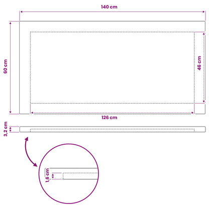Rectangular Table Top 140 x 60 x 3.2 cm Rectangular