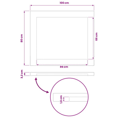 Rectangular Table Top 100 x 80 x 3.2 cm Rectangular