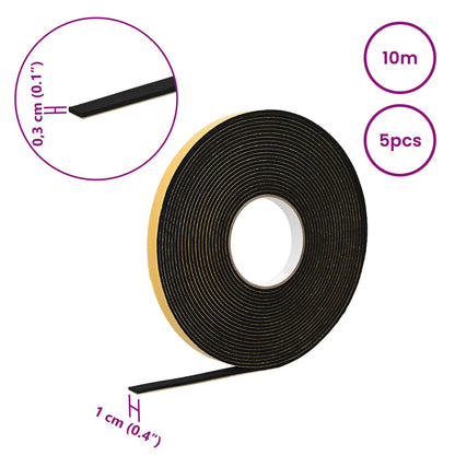 Self-adhesive Foam Tape 5 pcs Black 10mm x 10m CR Foam