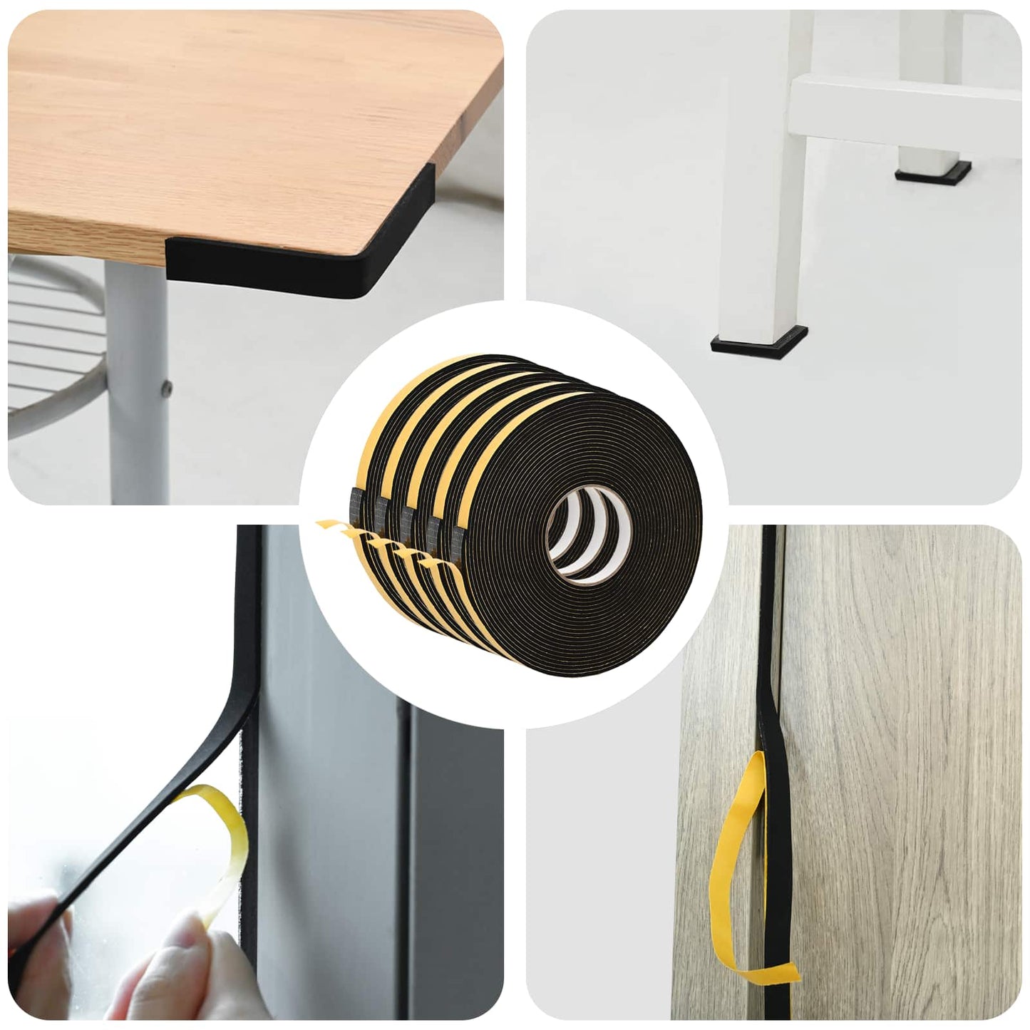 Self-adhesive Foam Tape 5 pcs Black 15mm x 10m CR Foam