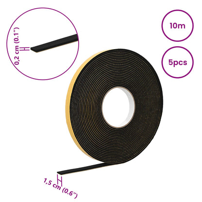 Self-adhesive Foam Tape 5 pcs Black 15mm x 10m CR Foam