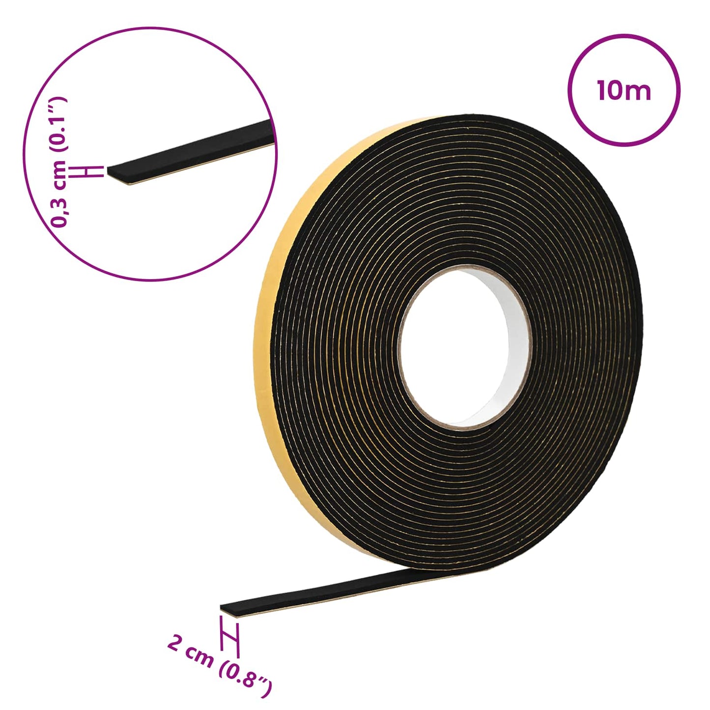 Self-adhesive Foam Tape Black 20mm x 10m CR Foam