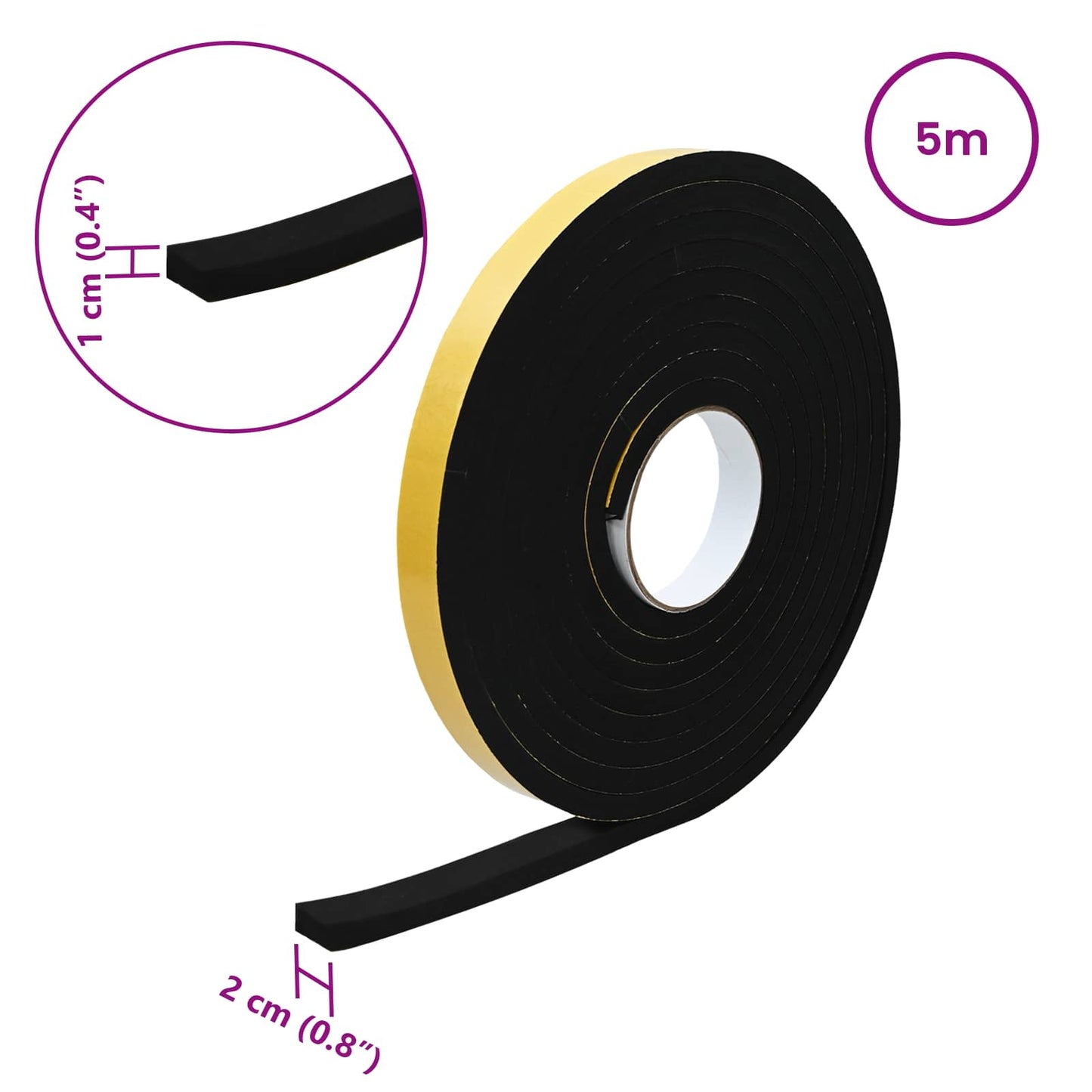 Self-adhesive Foam Tape 10 pcs Black 20mm x 5m CR Foam