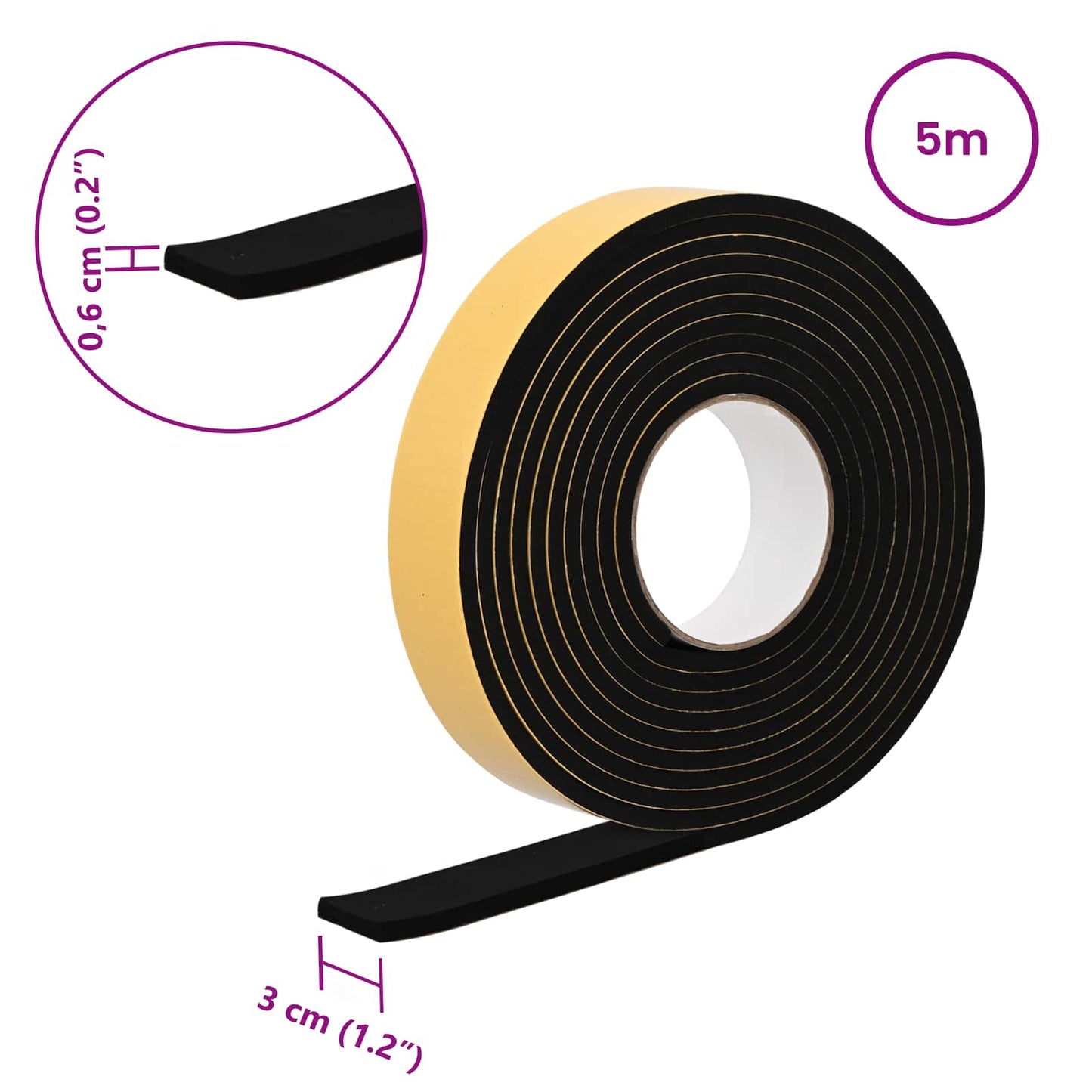 Self-adhesive Foam Tape 20 pcs Black 30mm x 5m CR Foam