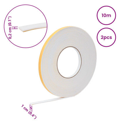 Self-adhesive Foam Tape 2 pcs White 10mm x 10m CR Foam