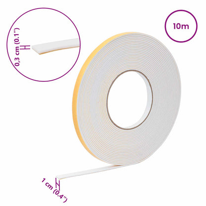 Self-adhesive Foam Tape White 10mm x 10m CR Foam